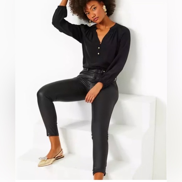 Lilly Pulitzer Pants - NWT Lilly Pulitzer Sz 6 Eagan High Rise Coated Jeans Black Item# AE